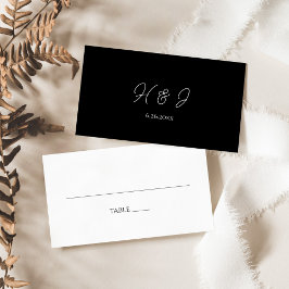 Tarjeta De Mesa Boda blanco y negro minimalista