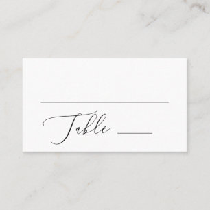 Tarjeta De Mesa Boda blanco y negro minimalista   Letra cursiva el