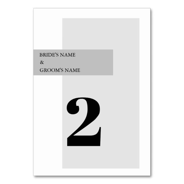 Tarjeta De Mesa Boda blanco y negro moderno (Anverso)