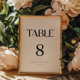 Tarjeta De Mesa Boda blanco y negro moderno y mínimo