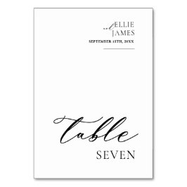 Tarjeta De Mesa Boda Blanco Y Negro Sencillo Elegante