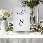 Tarjeta De Mesa Boda blanco y negro sencillo y elegante<br><div class="desc">Moderno y elegante guión de caligrafía negra clásico minimalista clásico clásico estilo escritura boda boda planilla de tarjeta de mesa blanca de recepción con NÚMERO EDITABLE. POR FAVOR, TENGA EN CUENTA que para ordenar números diferentes necesita personalizares y ponerlos en el carrito de la compra uno por uno (una tarjeta...</div>