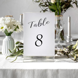 Tarjeta De Mesa Boda blanco y negro sencillo y elegante
