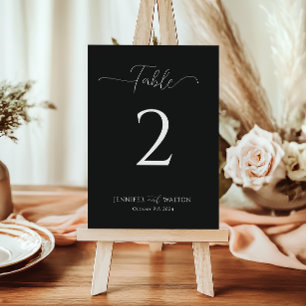 Tarjeta De Mesa Boda blanco y negro simple