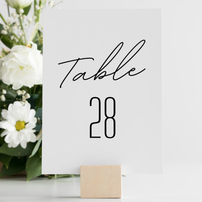Tarjeta De Mesa Boda blanco y negro simplemente elegante (Subido por el creador)