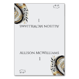 Tarjeta De Mesa Boda blanco y oro negro moderno - cerdo