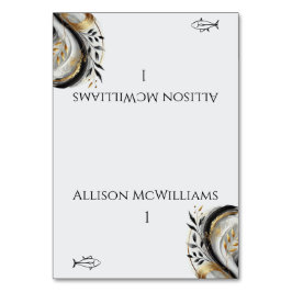 Tarjeta De Mesa Boda blanco y oro negro moderno - Pescado