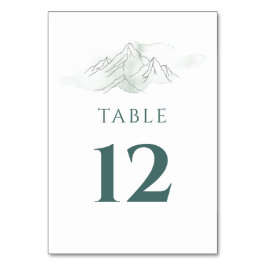 Tarjeta De Mesa Boda blanco y verde de montaña simple