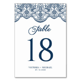 Tarjeta De Mesa Boda Blue Elegant Botancade Lace