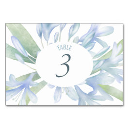 Tarjeta De Mesa Boda Blue Lilies Watercolor