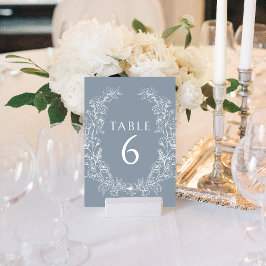 Tarjeta De Mesa Boda bohemiana de floral azul turbio