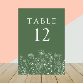 Tarjeta De Mesa Boda Bohemio de Acuarela Moderna con Flor Silvestr
