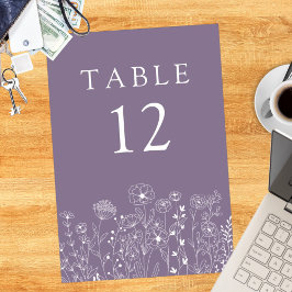 Tarjeta De Mesa Boda Bohemio de Acuarela Moderna con Flor Silvestr