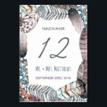 Tarjeta De Mesa Boda bohemio de plumas tribales modernas<br><div class="desc">Tarjetas de número de tabla de Bodas bohemias de plumas tribales modernas. *** CÓMO PEDIR *** Por favor,  personalizar y añada cada número de tabla a su carrito,  uno por uno. Actualmente,  Zazzle no dispone de un sistema que permita la personalización de los productos después de realizar un pedido.</div>