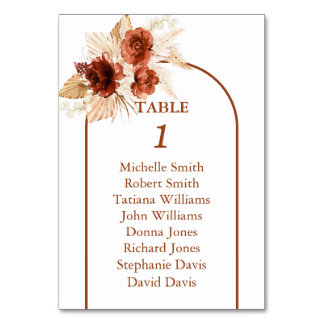Tarjeta De Mesa Boda Boho Arch Pampas Grass Floral Terracotta