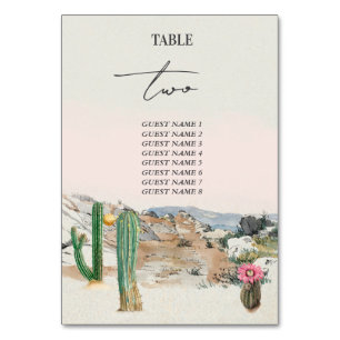 Tarjeta De Mesa Boda Boho Cactus Desierto Acuarela