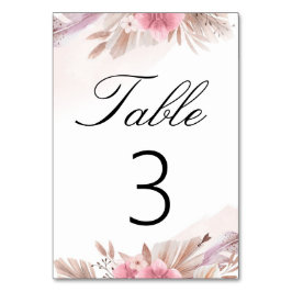Tarjeta De Mesa Boda Boho Chic Rosa Pampa y Champán