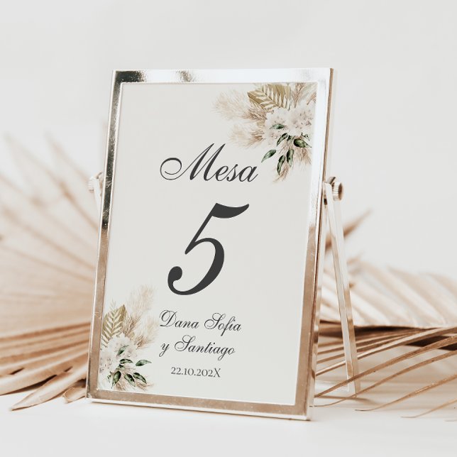 Tarjeta De Mesa Boda Boho de España (Spanish Wedding Table Number)