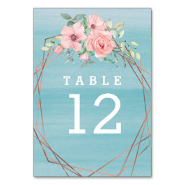 Tarjeta De Mesa Boda Boho Floral Geometric Aqua Rubor