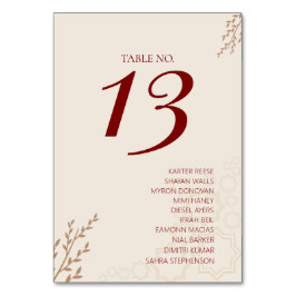 Tarjeta De Mesa Boda Boho Moderno de Terracota Naranja Quemada