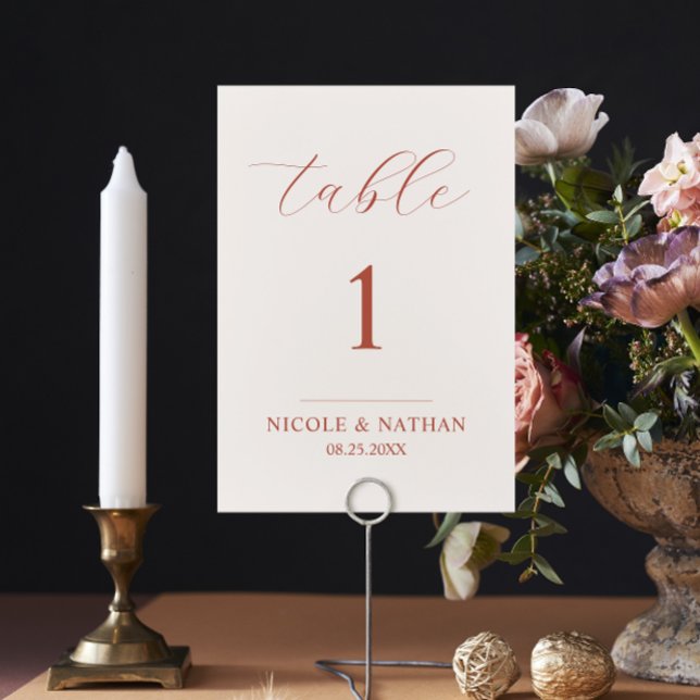 Tarjeta De Mesa Boda Boho Terracotta Earth Tone Rust & Beige (Subido por el creador)