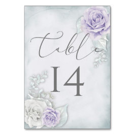 Tarjeta De Mesa Boda bonito Lilac pálido y rosas blancas