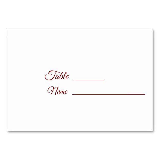 Tarjeta De Mesa Boda Borgoña de Invierno con Bluebonnet (Reverso)