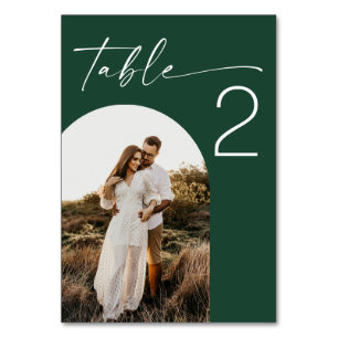 Tarjeta De Mesa Boda Bosque Oscuro Verde Foto Escritura Moderna