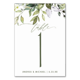Tarjeta De Mesa Boda Botánica Acuarela Verdor Naturaleza