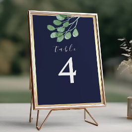 Tarjeta De Mesa Boda Botánica Azul Marino