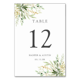 Tarjeta De Mesa Boda Botánica de Follaje Verde