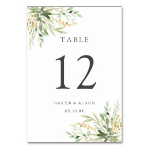 Tarjeta De Mesa Boda Botánica de Follaje Verde
