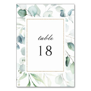 Tarjeta De Mesa Boda Botánica Elegante Acuarela de Verdor