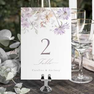 Tarjeta De Mesa Boda Botánica Floral Boho Elegante Púrpura