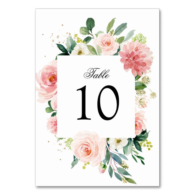 Tarjeta De Mesa Boda Botánica Floral Rosa Bonito Pastel Rosado (Anverso)