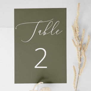 Tarjeta De Mesa Boda Botánica Formal de Bosque de Oliva Oscura