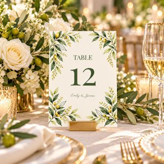 Tarjeta De Mesa Boda Botánica Moderna con Verde Cítrico