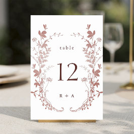 Tarjeta De Mesa Boda Botánica Romántica con Rosa Polvorienta