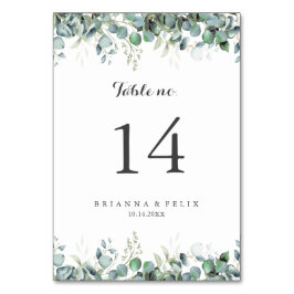 Tarjeta De Mesa Boda Botánica Rústica Verde Eucalipto
