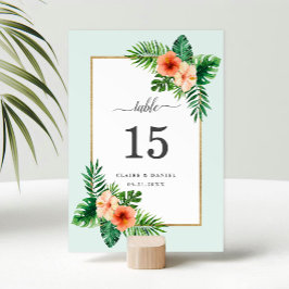 Tarjeta De Mesa Boda botánico de acuarela tropical moderna