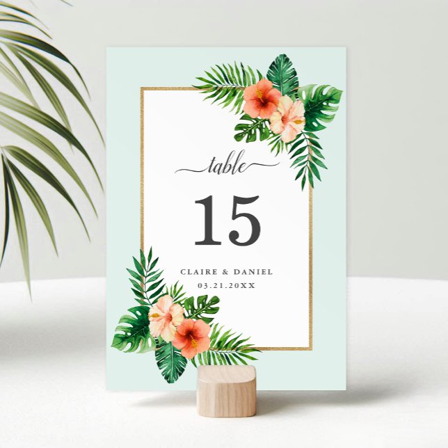 Tarjeta De Mesa Boda botánico de acuarela tropical moderna (Subido por el creador)