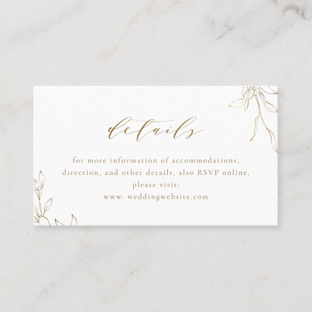 Tarjeta De Mesa Boda botánico de elegancia simple de oro (Anverso)