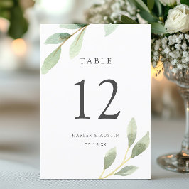 Tarjeta De Mesa Boda botánico de follaje verde Número de tabla