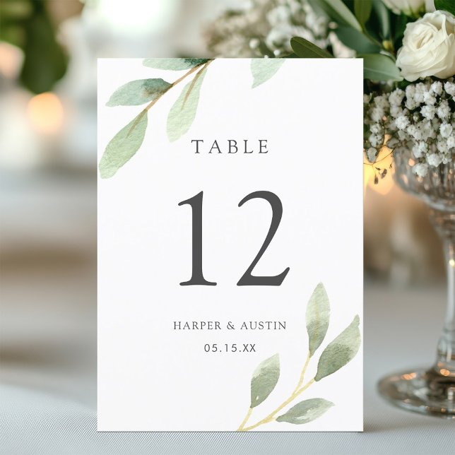 Tarjeta De Mesa Boda botánico de follaje verde Número de tabla (Subido por el creador)