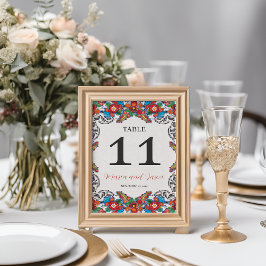 Tarjeta De Mesa Boda botánico de las flores coloridas de la Fiesta