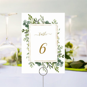 Tarjeta De Mesa Boda Botánico de Oro Verde