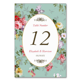 Tarjeta De Mesa Boda Botánico del Jardín Floral Vintage