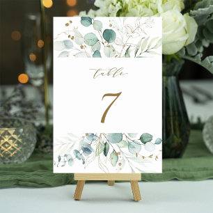 Tarjeta De Mesa Boda Botánico Elegante Dorado y Verde