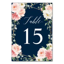 Tarjeta De Mesa Boda Botánico Geométrico de Oro Floral de la Marin