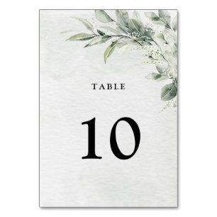 Tarjeta De Mesa Boda Botánico Minimalista de Eucalipto Verde Sage